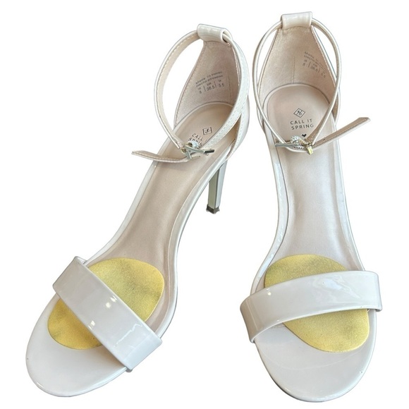 CALL IT SPRING VEGAN ALMOND TOE 4" HIGH HEEL SANDALS STILETTO PATENT NUDE 8 - Picture 11 of 16